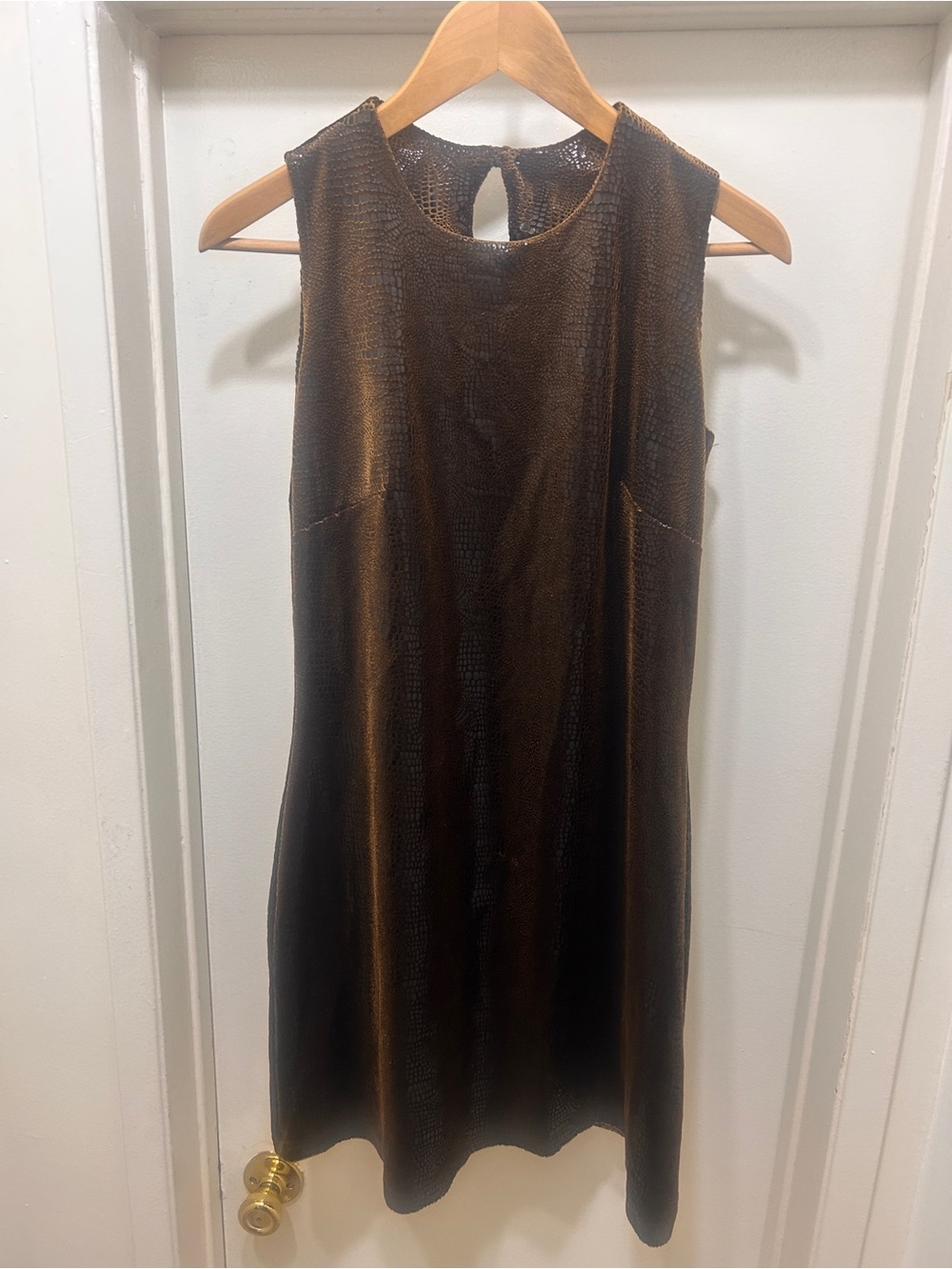 Vintage 80s Snake Print Dress Midi Womens Large Brown USA PRE Party Retro Boho